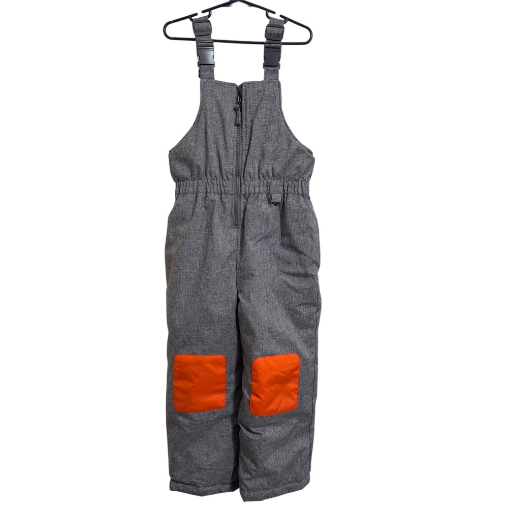 Rugged Bear‎ Kids Gray Orange Insulated Snow Bib Overalls Size 5